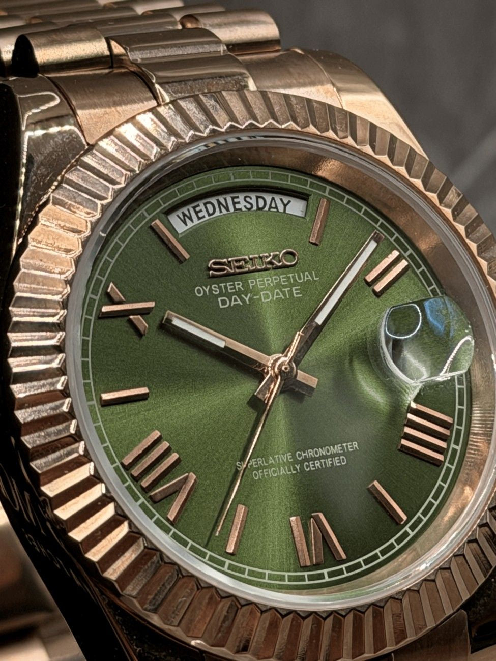 Datejust Daydate Rose Gold Green